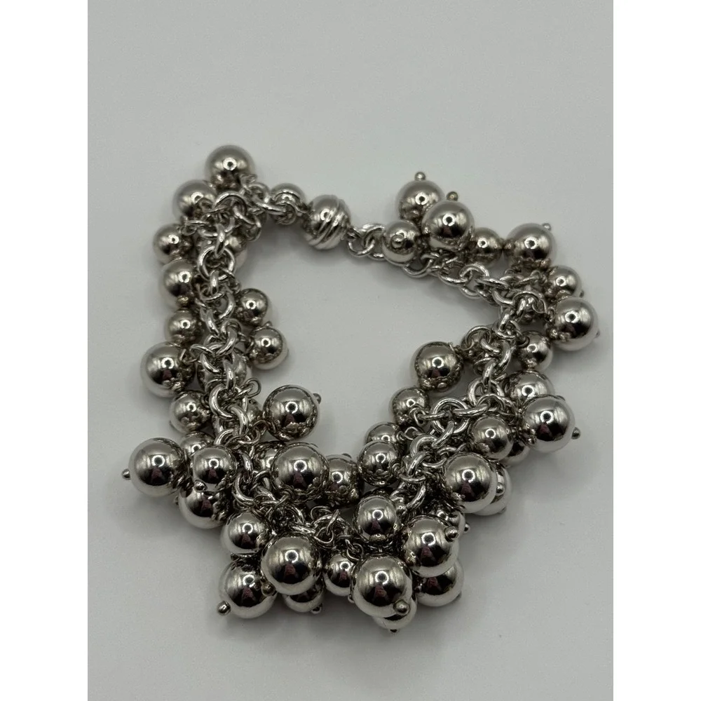 Vicenza Milor Sterling Silver Cha Cha Ball Bead Charm Bracelet ‎ Magnetic Clasp